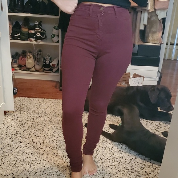 Vibrant burgundy high waisted skinny Jeans - Picture 1 of 4